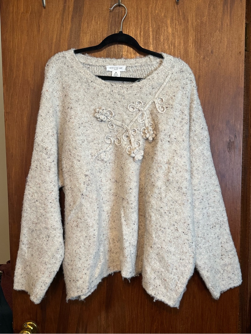 Women’s Plus Size Cottagecore Boho Floral Embroidered Sweater 3X